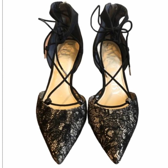 Sam & Libby Shoes - Sam and Libby Omni Ghillie Black Lace Up Zip Back Heels in sz 7.5